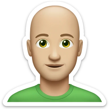 light skinned Caucasian bald male, green eyes, stubble sticker