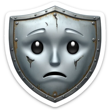 you know the emoji "sadge". i want a shield with that same expression and face :shieldge: like a sad shield but it needs to be sad not smiling sticker
