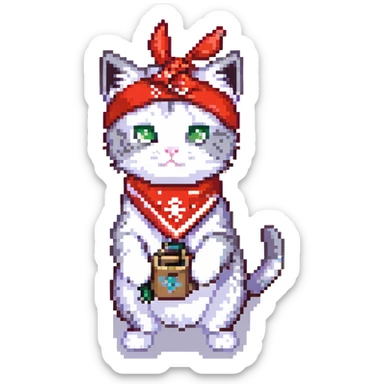 a little cat with two lm249's and a red bandana, he's just blasting!
 sticker