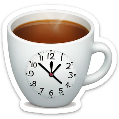 Clock holding a cup of tea sticker