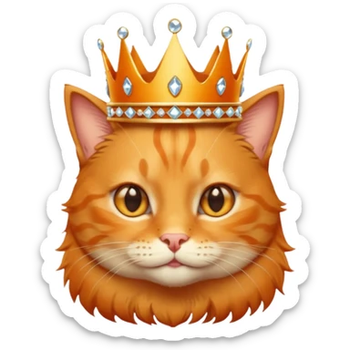 Cat with tiny jeweled crown — cute and smug sticker
