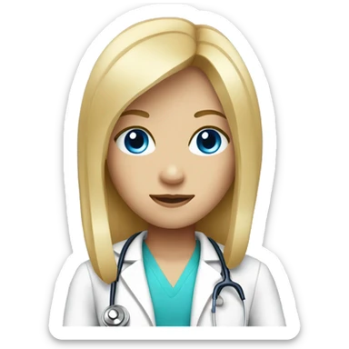 Doctor with long blonde hair and bangs blue eyes sticker