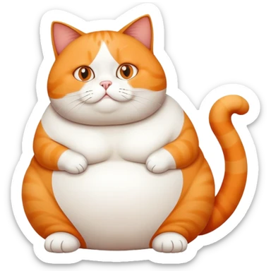 Fat cat sitting with round belly sticker