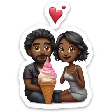 Romantic ice cream date for beautiful tattooed couple sticker
