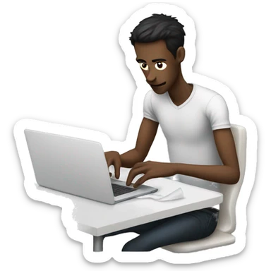 skinny guy playing video games on computer with a tissue on the table sticker