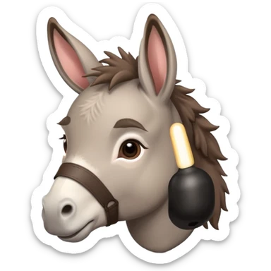 Cute donkey looking sideways with blush sticker