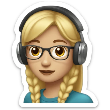 girl with blondie hair wearing red beanie goggles and headphone sticker