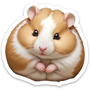 Meme-Worthy Cute Sleeping Brown and White Banded Hamster Portrait Emoji, Head resting peacefully with a contented smile, showcasing a delightfully compact build and a luxuriously soft banded fur of brown and white, eyes shut in a serene nap, Simplified yet hilariously adorable features, highly detailed, glowing with a soft, drowsy light, high shine, relaxed and utterly lovable, stylized with an air of playful laziness, bright and heartwarming, soft glowing outline, capturing the essence of a comically sleepy hamster, so meme-worthy it feels like it could instantly become the next viral sensation of adorable slumber! sticker