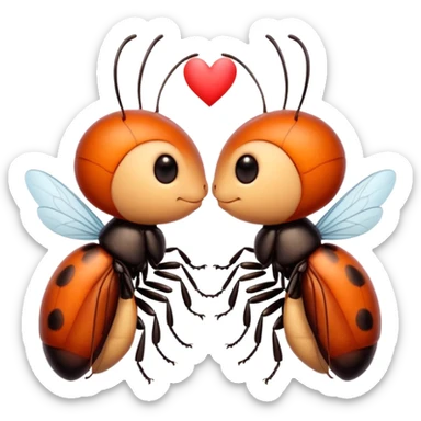Two cute little bug, giving each other a kiss, and some words that say "Te amo mi bichín"  sticker