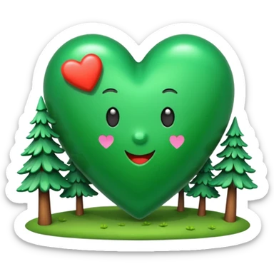 a big green heart emoji that says "I love you Candy"  with small pine trees behind it sticker