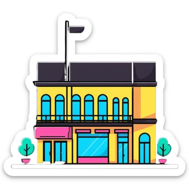 three beauty salon buildings connected by lines sticker