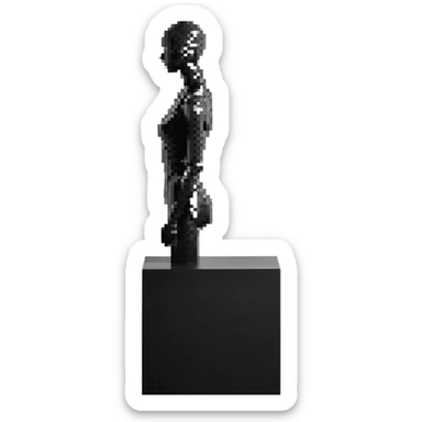 Minimalistic flat vector icon, iOS style, thin black contour on white background. Matte black mannequin in front of in 3D monochrome style. skulpt sticker