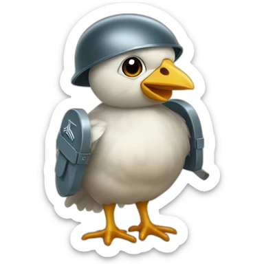 Un poussin avec un casque militaire et un couteau sticker