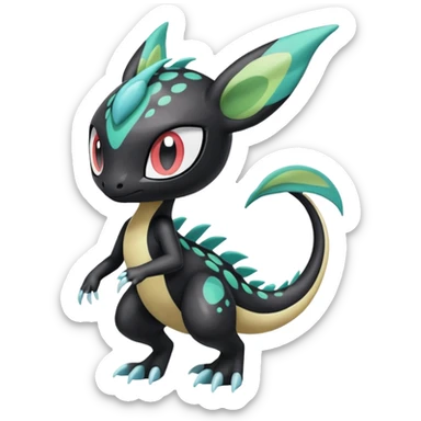 Splash-patterned emotional sparky sparky boom boom painful Meloetta-Guilmom-Salandit-Trico-Pokémon-Fakémon-fusion-hybrid-creature sticker