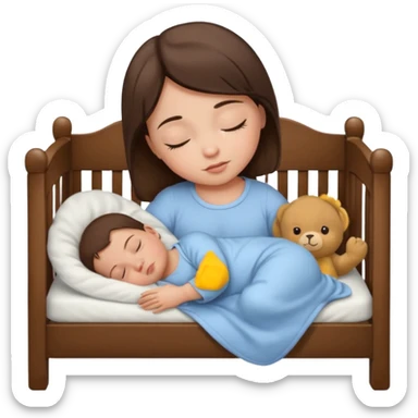 small baby sleeping brunette crib sticker