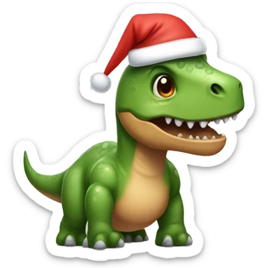 Dinosaur wearing a Christmas hat sticker