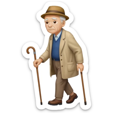 IDOSO COM BENGALA ANDANDO TRISTE sticker