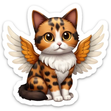 tortoiseshell mostly brown and black no white cat angel wings sticker