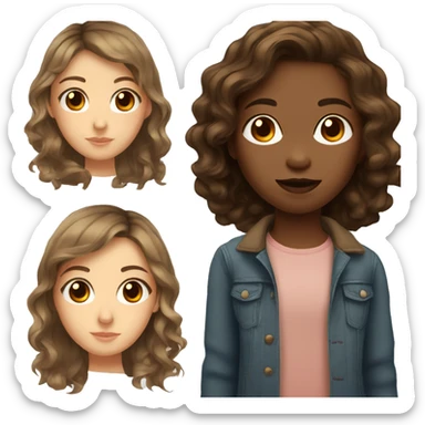 Girl with left light brown eye and right dark brown eye and wavy brown hair  sticker