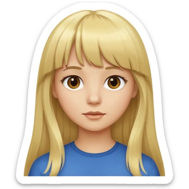 Fille blonde cheveux longs Frange sticker