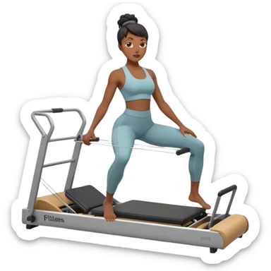 black woman with medium skin tone on pilates reformer sticker