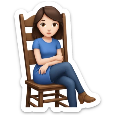 a brunette woman sitting on a chair sticker