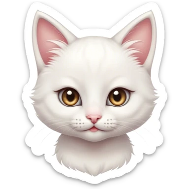 cute and flirty white kitten with eyelashes sticker