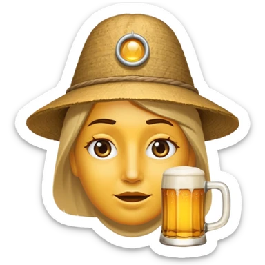 Erstelle das Emoji "zwinkerndes Gesicht" mit Bierkrug und Hut sticker