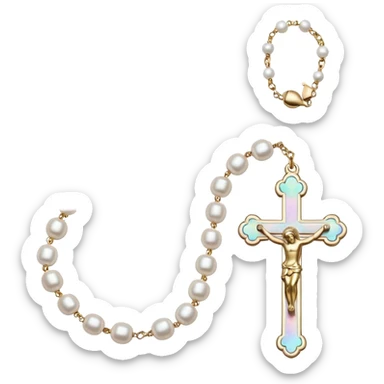 Catholic pearl Rosary sticker