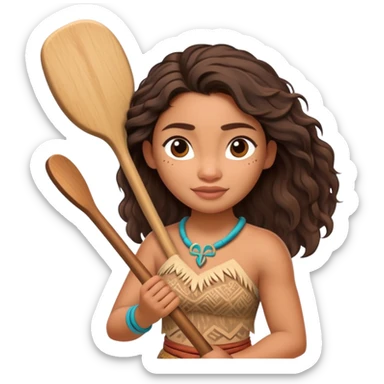 Moana standing holding a paddle sticker