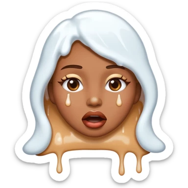 white icing dripping from a womans mouth sticker