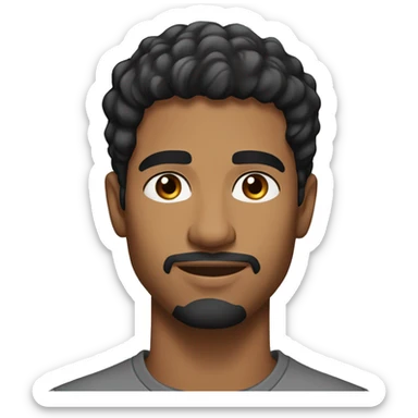 A 24 year old, north african man, with short black hair, with stubble facial hair,   with brown eyes wearing a t-shirt. sticker