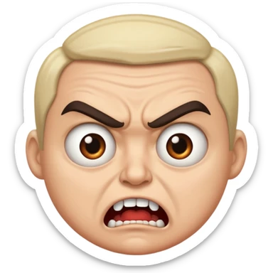 angry emoji, face furrowing eyebrows and angry mouth sticker