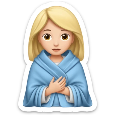 woman with tucked blanket sticker