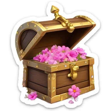 Treasure box filled with flowers with diamonds pink wet  sticker