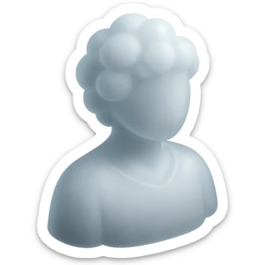 A person from the shoulders up, entirely composed of white fluffy, convex clouds sticker