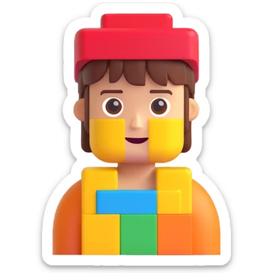 roblox character, blocky avatar, simple face, bright colors, 3D style sticker