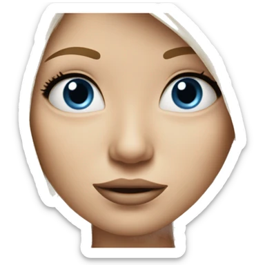 Blonde girl in blue shirt with big nose and long eyelashes sticker