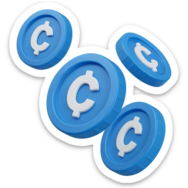 Des pièces de monnaie virtuelles bleus en mode rendu 3D pour un jeu vidéo sticker