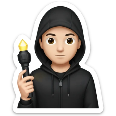 Thief with black hood and flashlight sticker