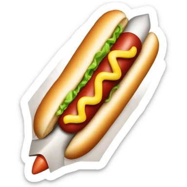 Hotdog with two hotdog balls under it, forming a rocketship shape sticker