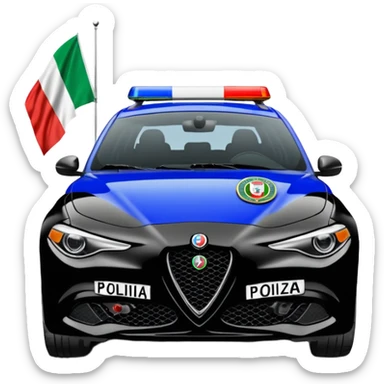crea auto di servzio alfa romeo giulia colore nero con la scritta polizia penitenziaria e la bandiera italiana sticker