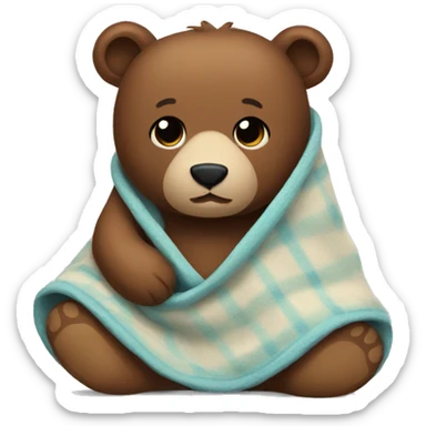 bear cozy in blanket sticker