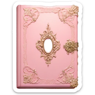 vintage rococo light pink book with lace  sticker
