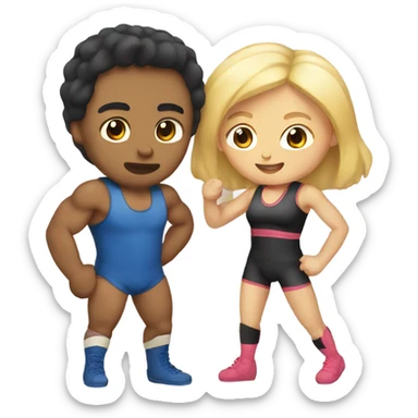 Male and female wrestler in love sticker