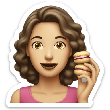 a woman eat macaroons sticker
