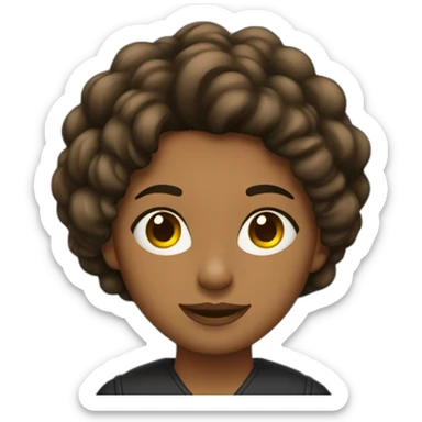 mujer pelo negro ondulado orejas de gato sticker