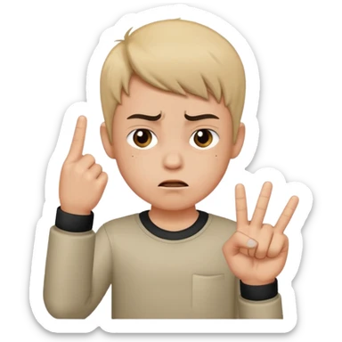 Ein Junge der Mittelfinger zeigt sticker