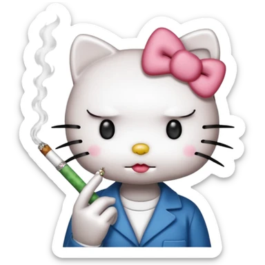 Hello kitty smoking a blunt  sticker