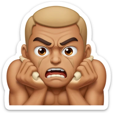 Angry man choking himself  sticker